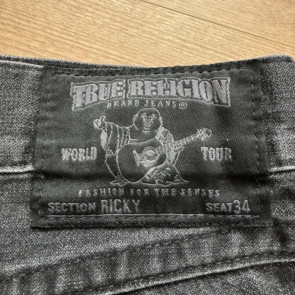 VTG True Religion Ricky Jeans Mens 38x34 Dark Gray Straight Leg Made in USA